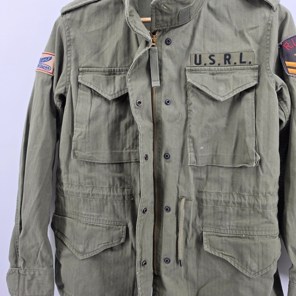Polo Ralph Lauren Mens M-65 Military Field Jacket Olive Green USRL Patch Size M - Picture 2 of 13